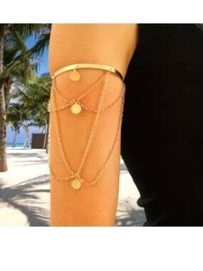 Upper Arm Chain Cuff Bracelet Dangle Boho Armlet Gypsy Egyptian Goddess Greek